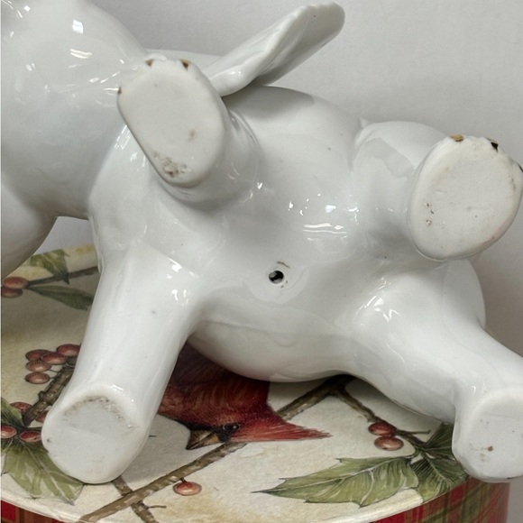 Elephant White with Gold Leaf Vintage Porcelain Figure - Picture 7 of 8